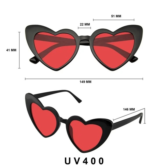 Cat Eye Heart Shape Sunglasses Retro - Picture 4 of 4